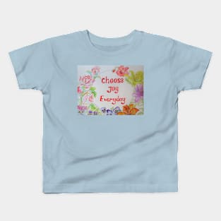 Shabby Chic Flowers - Choose Joy Inspirational Saying Kids T-Shirt